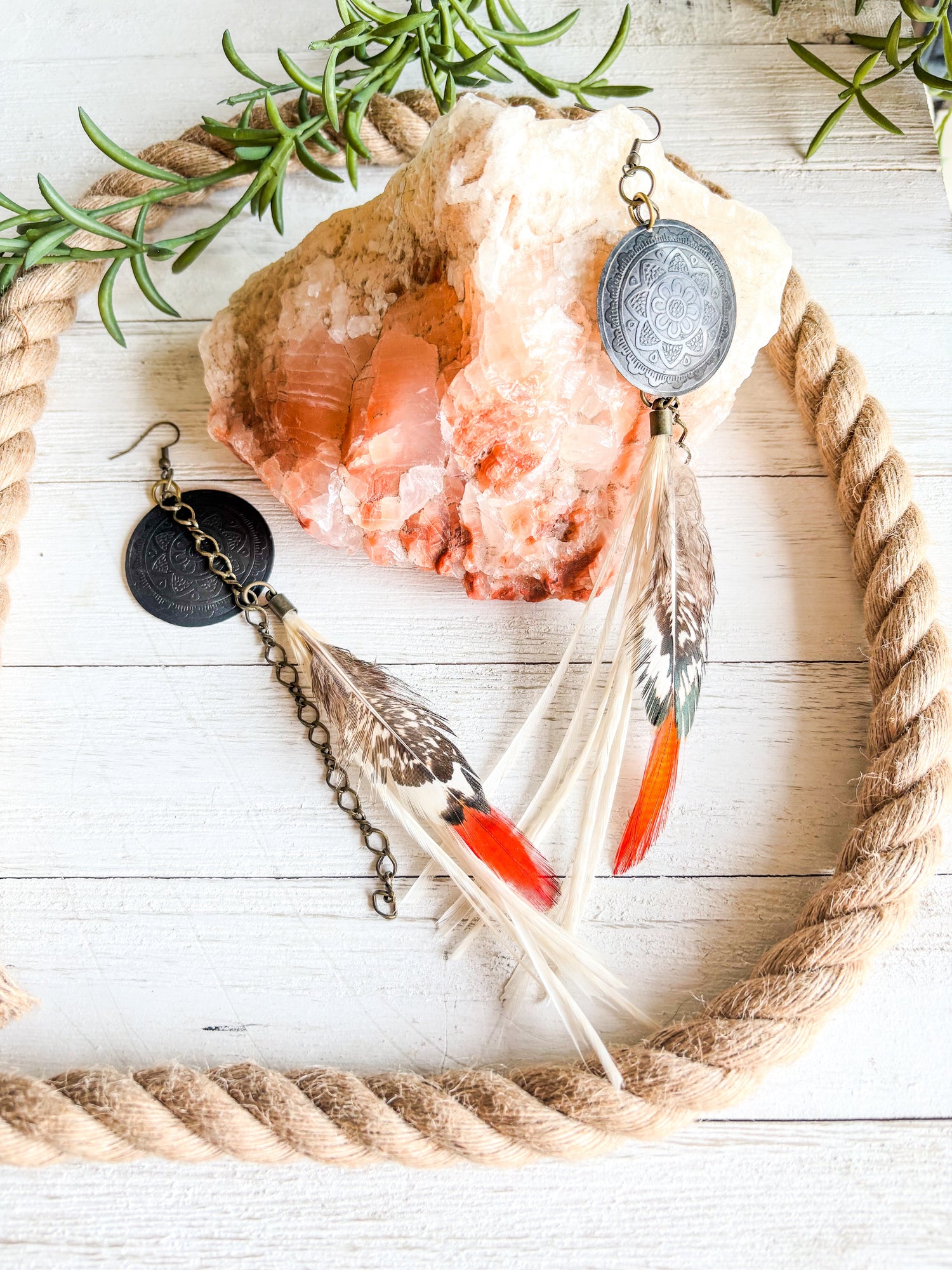 Short Feathered Earrings