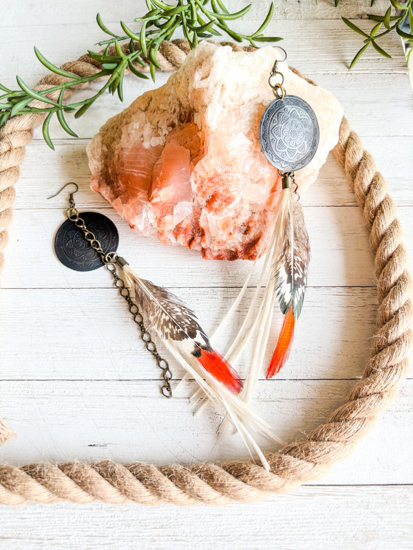 Short Feathered Earrings