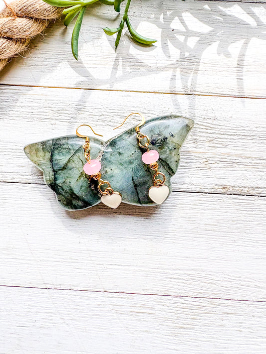 Pink Heart Charm Earrings