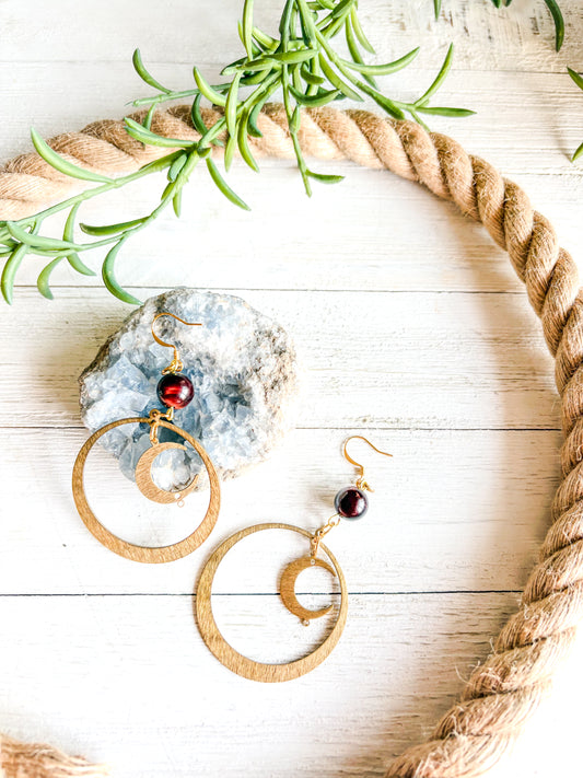 Gold Crescent Moon Hoop Earrings